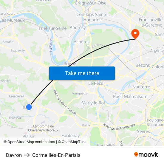 Davron to Cormeilles-En-Parisis map