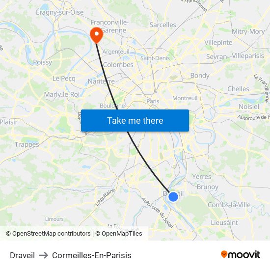 Draveil to Cormeilles-En-Parisis map