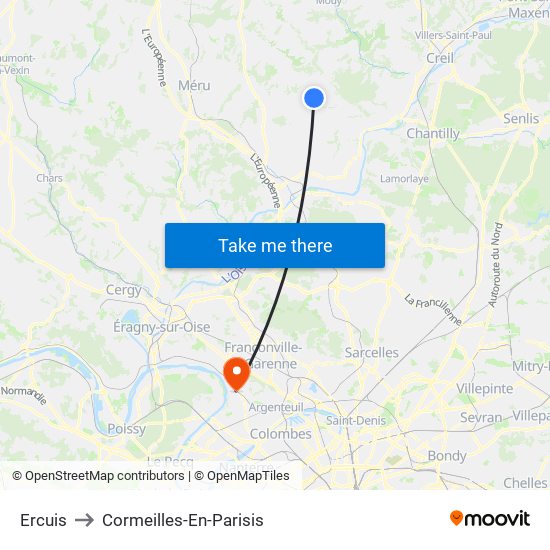 Ercuis to Cormeilles-En-Parisis map