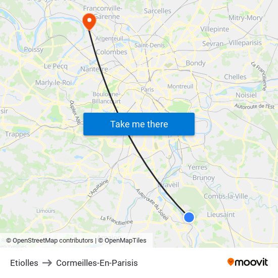 Etiolles to Cormeilles-En-Parisis map