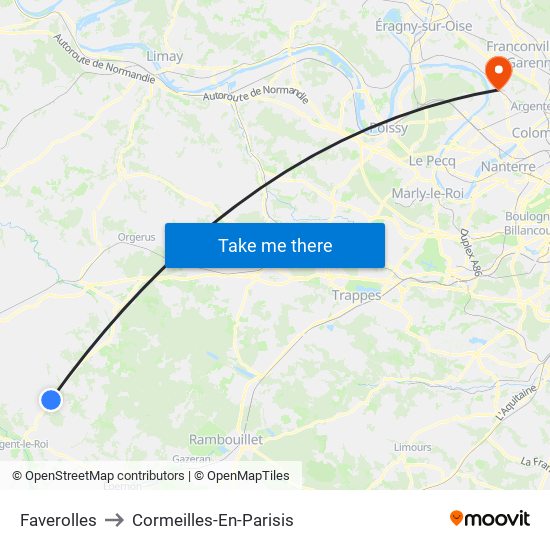 Faverolles to Cormeilles-En-Parisis map