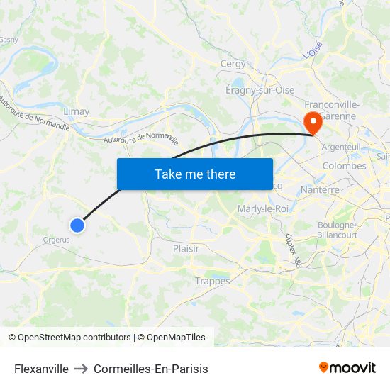 Flexanville to Cormeilles-En-Parisis map