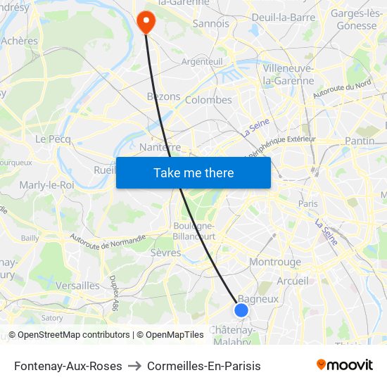 Fontenay-Aux-Roses to Cormeilles-En-Parisis map