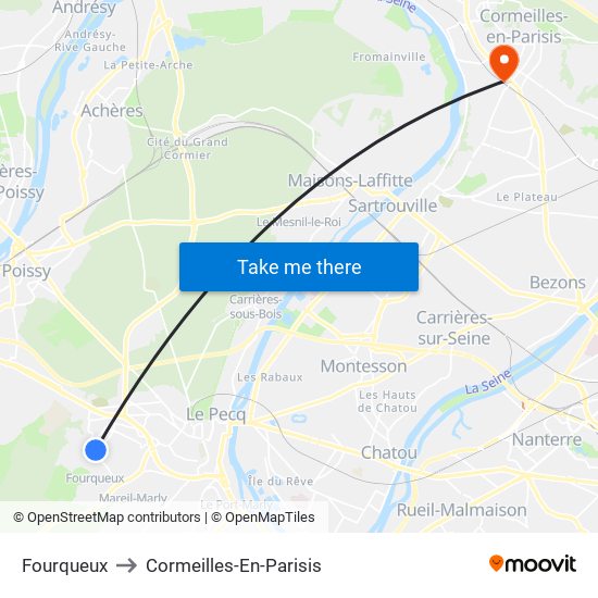 Fourqueux to Cormeilles-En-Parisis map