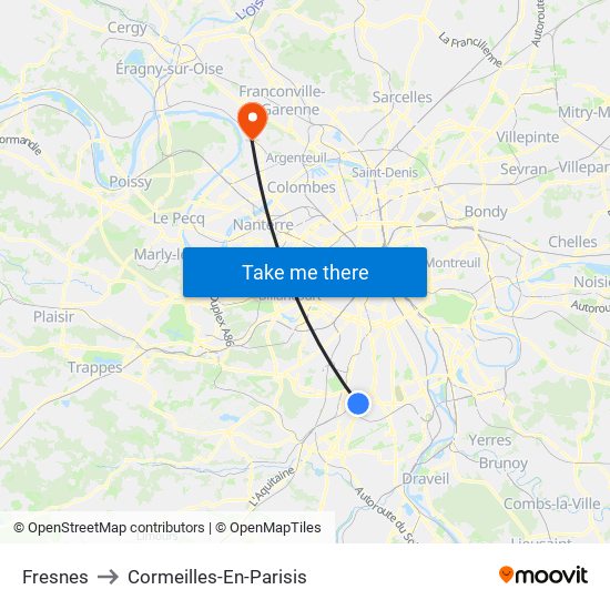 Fresnes to Cormeilles-En-Parisis map