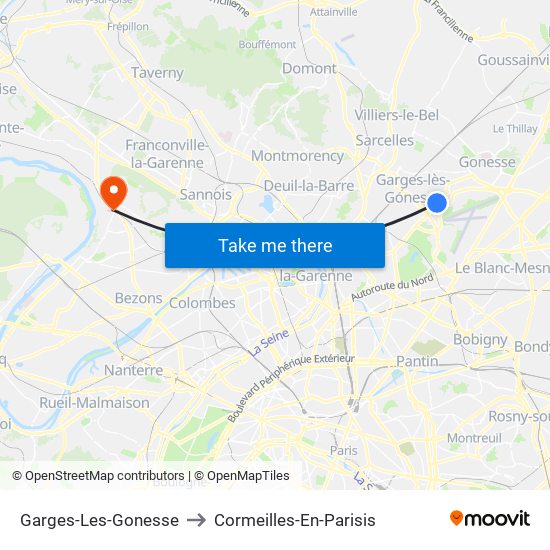 Garges-Les-Gonesse to Cormeilles-En-Parisis map