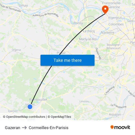 Gazeran to Cormeilles-En-Parisis map