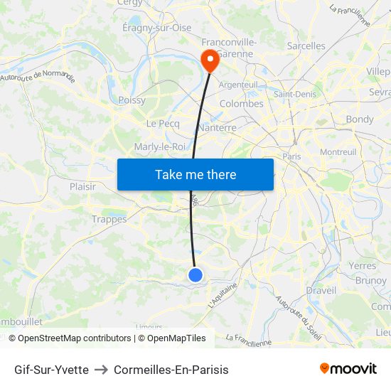 Gif-Sur-Yvette to Cormeilles-En-Parisis map