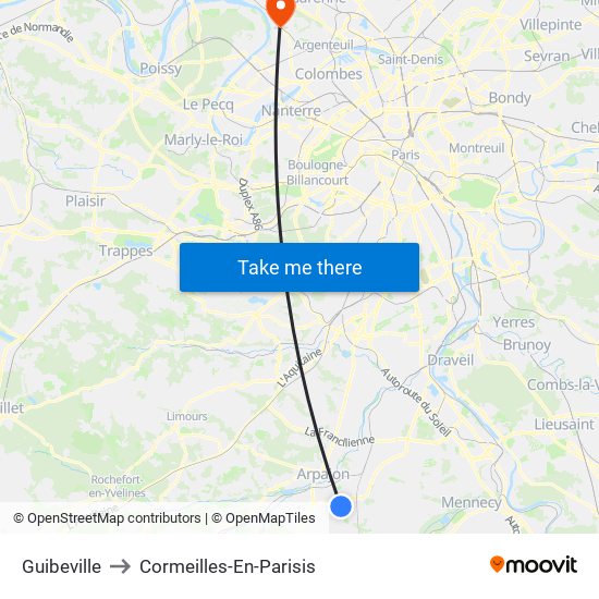 Guibeville to Cormeilles-En-Parisis map