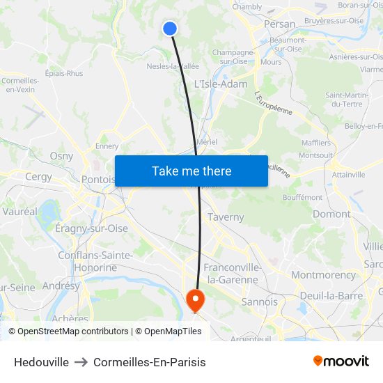 Hedouville to Cormeilles-En-Parisis map