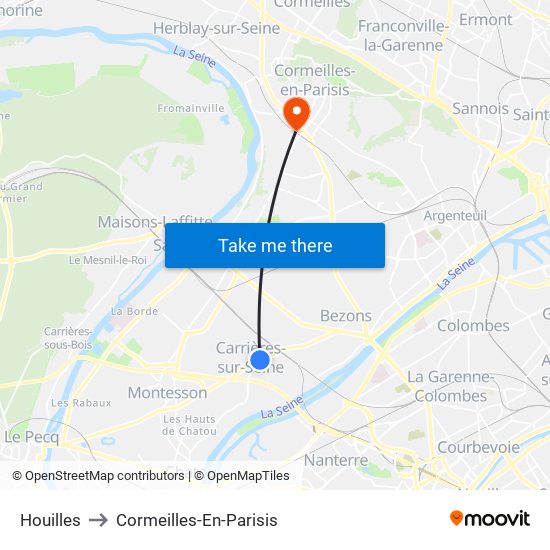 Houilles to Cormeilles-En-Parisis map