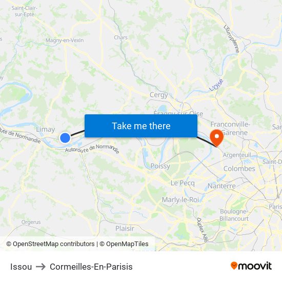 Issou to Cormeilles-En-Parisis map