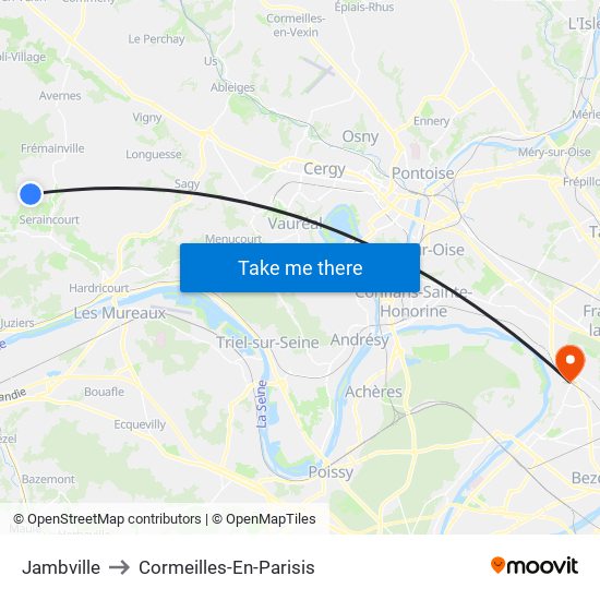 Jambville to Cormeilles-En-Parisis map