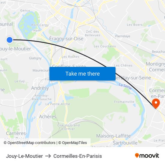 Jouy-Le-Moutier to Cormeilles-En-Parisis map