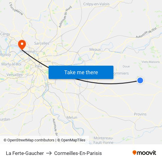La Ferte-Gaucher to Cormeilles-En-Parisis map
