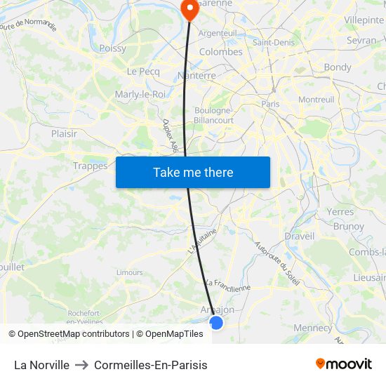 La Norville to Cormeilles-En-Parisis map