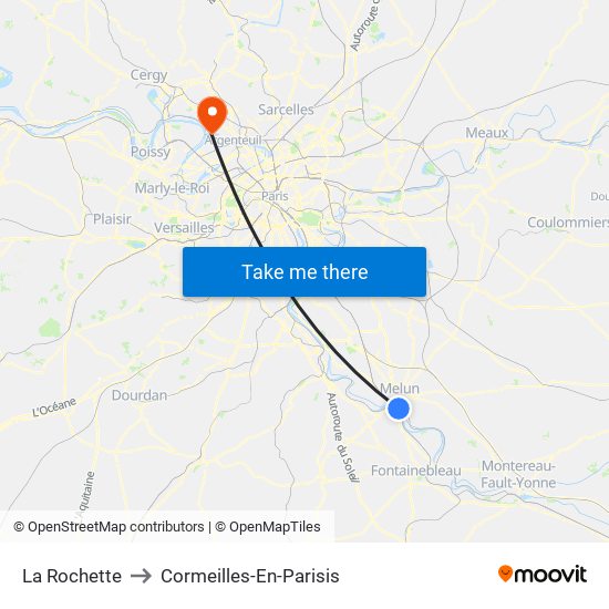 La Rochette to Cormeilles-En-Parisis map