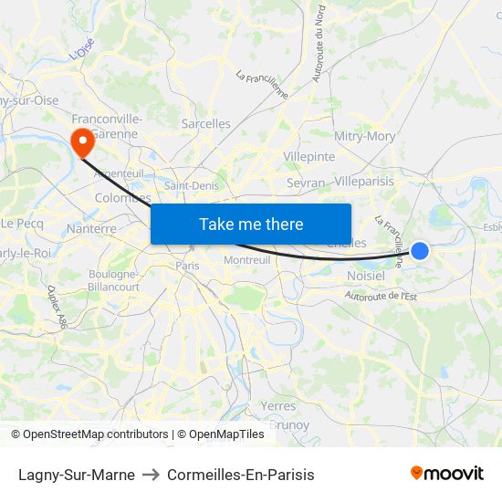 Lagny-Sur-Marne to Cormeilles-En-Parisis map