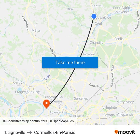 Laigneville to Cormeilles-En-Parisis map