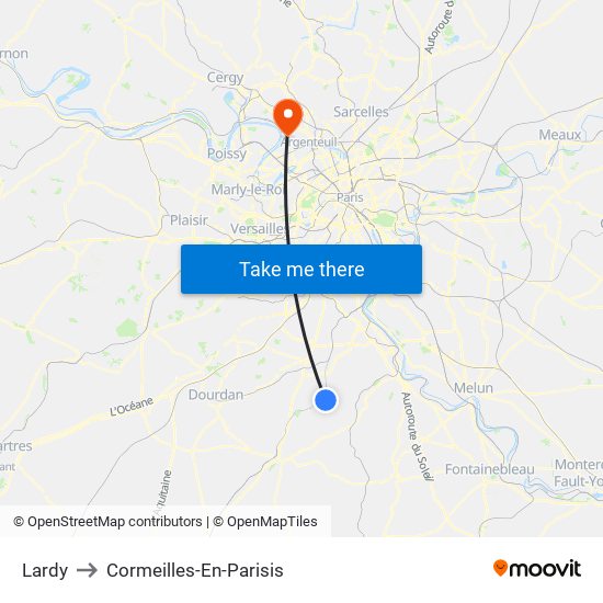 Lardy to Cormeilles-En-Parisis map