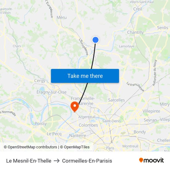 Le Mesnil-En-Thelle to Cormeilles-En-Parisis map
