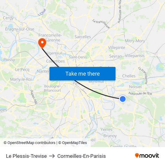 Le Plessis-Trevise to Cormeilles-En-Parisis map