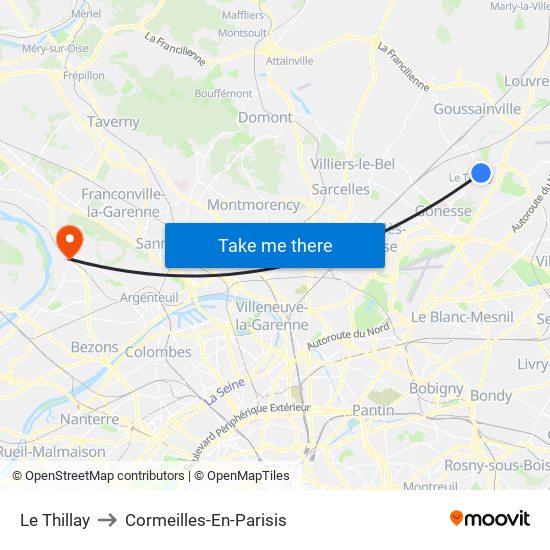 Le Thillay to Cormeilles-En-Parisis map