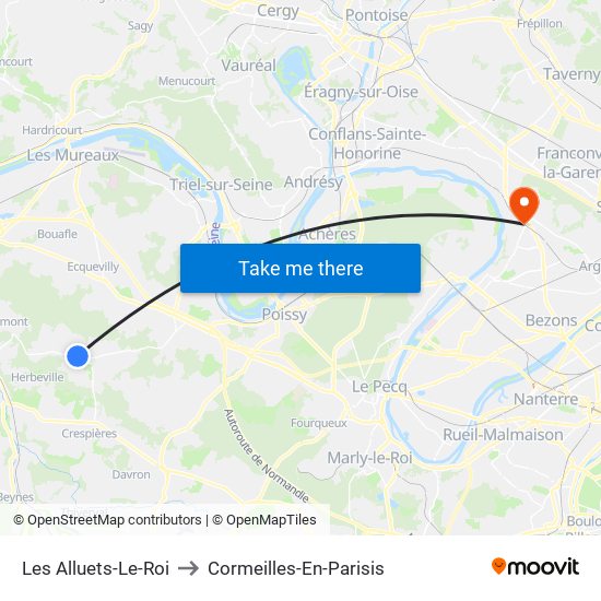Les Alluets-Le-Roi to Cormeilles-En-Parisis map