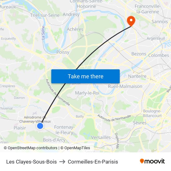 Les Clayes-Sous-Bois to Cormeilles-En-Parisis map