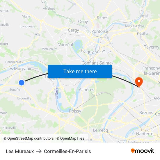 Les Mureaux to Cormeilles-En-Parisis map