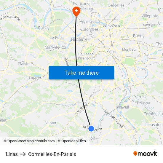 Linas to Cormeilles-En-Parisis map
