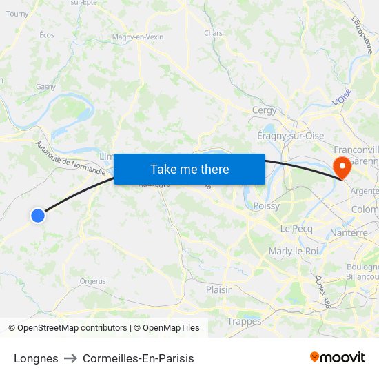 Longnes to Cormeilles-En-Parisis map