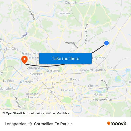 Longperrier to Cormeilles-En-Parisis map