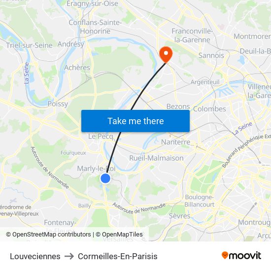 Louveciennes to Cormeilles-En-Parisis map