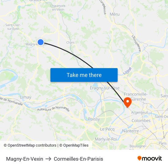 Magny-En-Vexin to Cormeilles-En-Parisis map