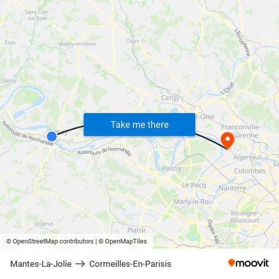 Mantes-La-Jolie to Cormeilles-En-Parisis map