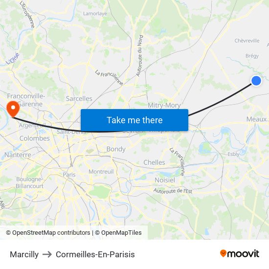 Marcilly to Cormeilles-En-Parisis map