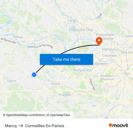 Marcq to Cormeilles-En-Parisis map