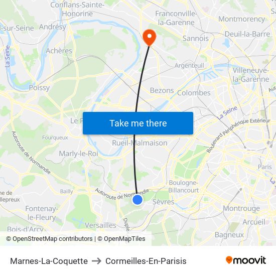 Marnes-La-Coquette to Cormeilles-En-Parisis map