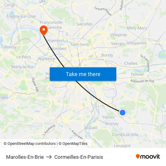 Marolles-En-Brie to Cormeilles-En-Parisis map