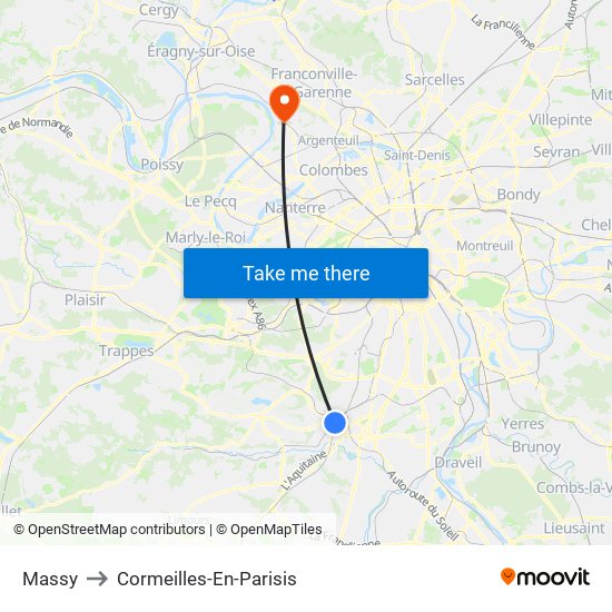 Massy to Cormeilles-En-Parisis map