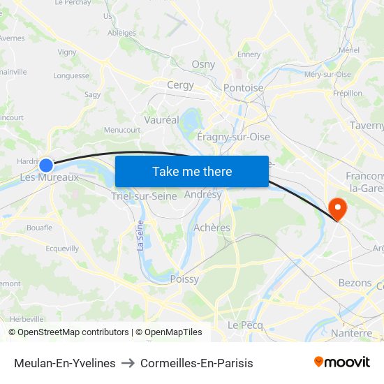 Meulan-En-Yvelines to Cormeilles-En-Parisis map