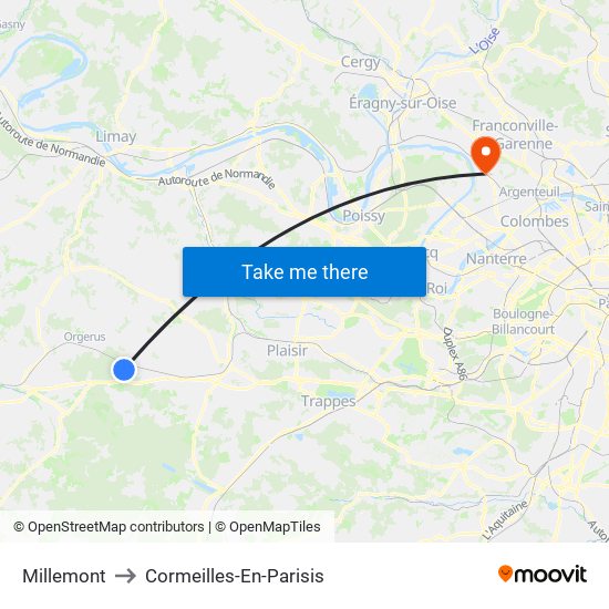 Millemont to Cormeilles-En-Parisis map