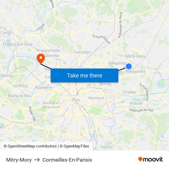 Mitry-Mory to Cormeilles-En-Parisis map