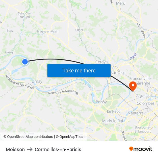 Moisson to Cormeilles-En-Parisis map