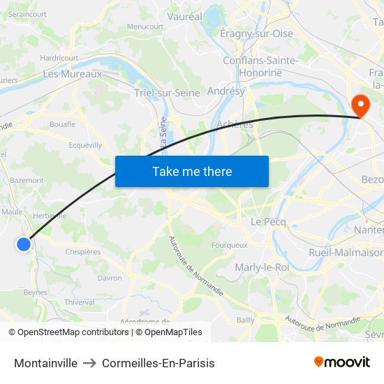 Montainville to Cormeilles-En-Parisis map