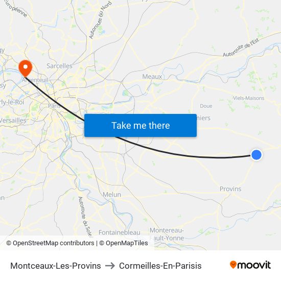 Montceaux-Les-Provins to Cormeilles-En-Parisis map