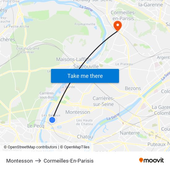 Montesson to Cormeilles-En-Parisis map