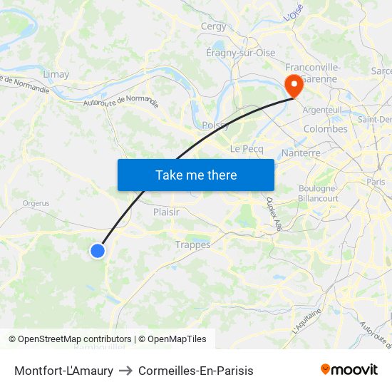 Montfort-L'Amaury to Cormeilles-En-Parisis map