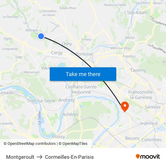 Montgeroult to Cormeilles-En-Parisis map